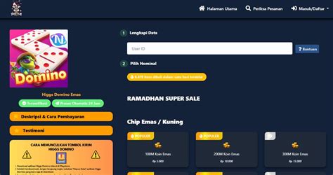 arena qiu qiu: tambah saldo card pilihan top up untuk pembeli chip Higgs Domino image 1